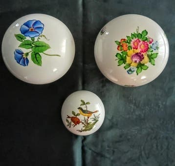 Hongaarse Porselein Sieradendoosjes 3 stuks - Herend, Antiek en Kunst
