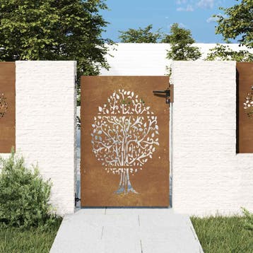 vidaXL Poort 85x125 cm boomontwerp cortenstaal, Verzenden, Nieuw