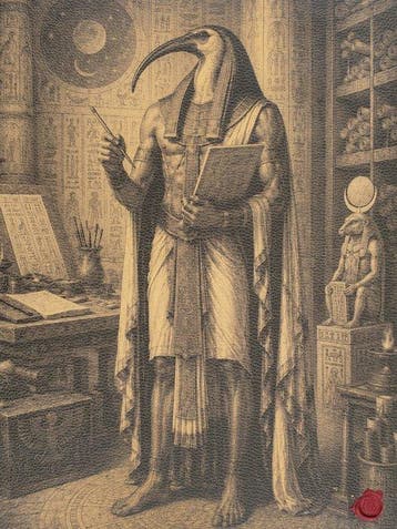 Wanddecor - Artistiek Thoth – God van Wijsheid, Schrift en, Antiek en Kunst