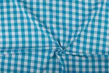 Boerenbont stof waterblauw wit geruit - 18mm geruit, Blauw, 120 cm of meer, Ophalen of Verzenden, Katoen