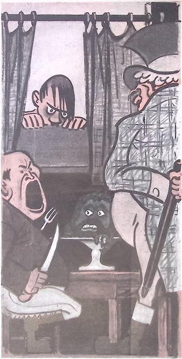 Spotprent over de wedijver der kolonisatoren (lijst optie), Antiek en Kunst, Verzenden