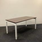 bureau 160x80 cm, hoogte verstelbaar - 4 poot, wit - bruin, Huis en Inrichting, Bureaus, In hoogte verstelbaar, Gebruikt