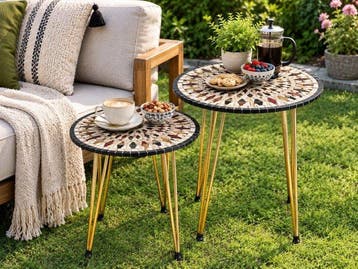 Table dappoint (2) - Marbre - Tables gigogues en mosaïque, Antiquités & Art