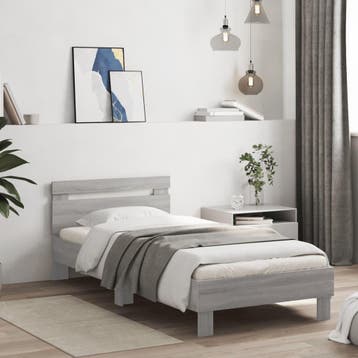 vidaXL Bedframe met hoofdeinde bewerkt hout grijs sonoma, Verzenden, Nieuw