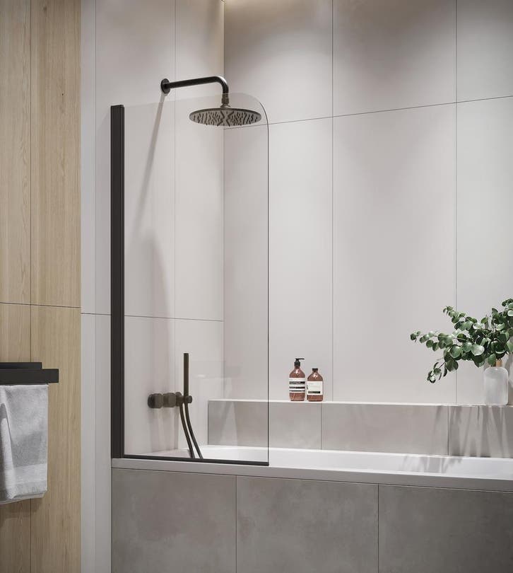 Badwand Torino 60 x 140 cm Zwart Badscherm Draaibaar 5 mm, Doe-het-zelf en Bouw, Sanitair, Nieuw, Verzenden