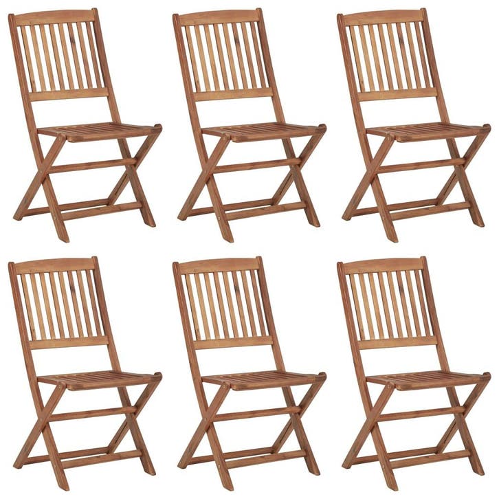 vidaXL Tuinstoelen 6 st inklapbaar massief acaciahout, Tuin en Terras, Tuinstoelen, Nieuw, Verzenden