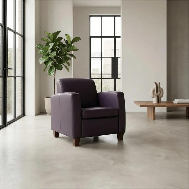 Leren fauteuil Joy - Toledo Merlin (donkerpaars) - Poten, Huis en Inrichting, Fauteuils, 50 tot 75 cm, 75 tot 100 cm, Nieuw, Leer
