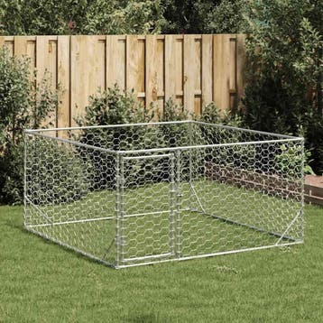 vidaXL Hondenhok voor buiten met deur 2x2x1 m gegalvaniseerd, Verzenden, Nieuw
