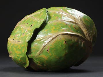 Dry Lacquer Sculpture of a Cabbage with Raden Inlay by Ogino