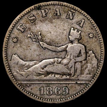 Spanje. Primera República - Gobierno Provisional. 2 Pesetas