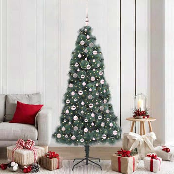 vidaXL Kunstmatige voorverlichte kerstboom met ballenset, Verzenden
