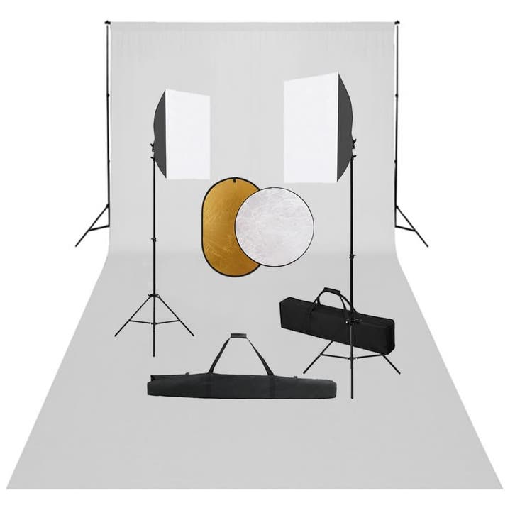 vidaXL Fotostudioset met softboxlampen, achtergrond en, Audio, Tv en Foto, Fotografie | Fotostudio en Toebehoren, Nieuw, Verzenden