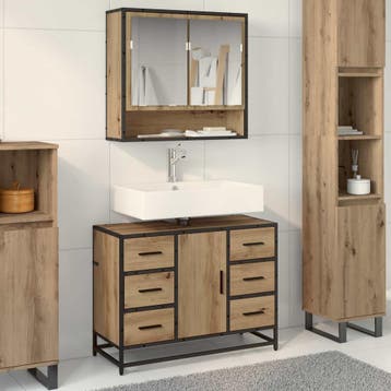 vidaXL Badkamermeubel Set 2 st Artisan Eiken 80 x 33 x 60 cm, Verzenden, Nieuw