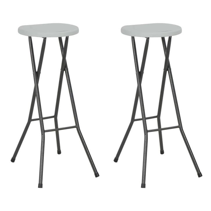 vidaXL Barkrukken inklapbaar 2 st HDPE en staal wit, Tuin en Terras, Tuinstoelen, Nieuw, Verzenden