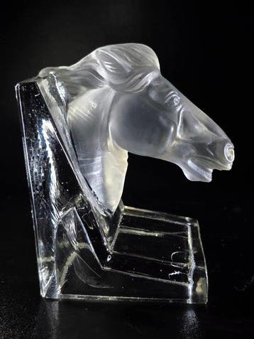 Bohemian - Art Deco - Horse Head - Boekensteunen - Glas - 1, Antiquités & Art