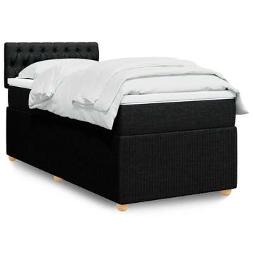 vidaXL Boxspring met matras stof zwart 90x200 cm, Verzenden, Nieuw