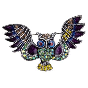 Fako Bijoux - Broche - Uil Breed - Kristal - 56x35mm -, Verzenden, Nieuw