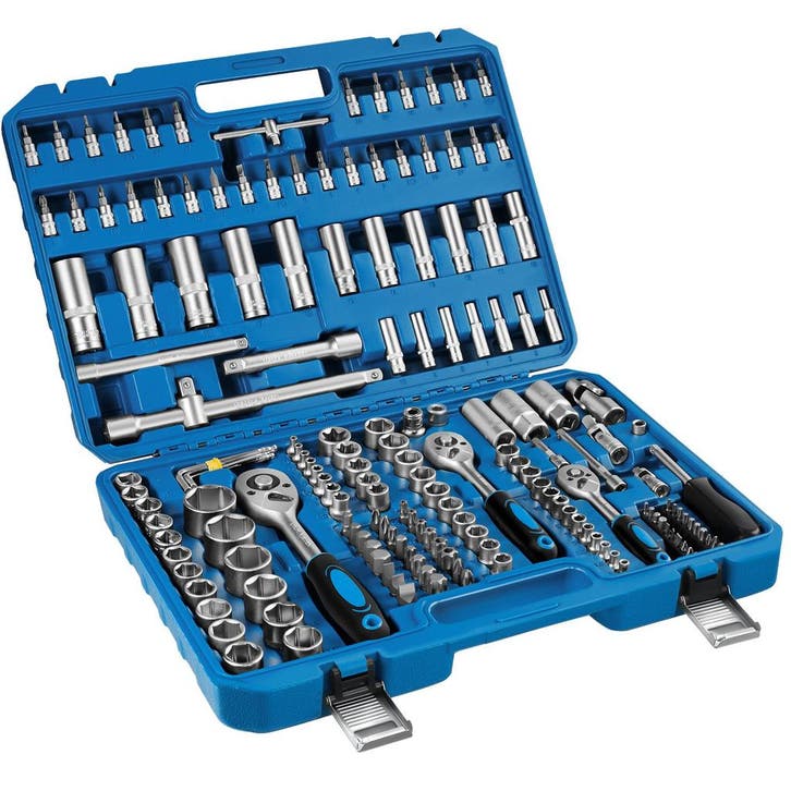 tectake Dopsleutelset 171-delig - blauw, Bricolage & Construction, Outillage | Outillage à main, Envoi