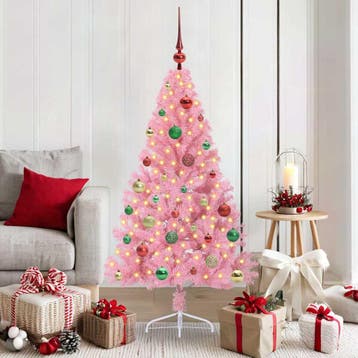 vidaXL Kunststof Voorverlichte Kerstboom met 150 LED Roze, Diversen, Kerst, Verzenden, Nieuw