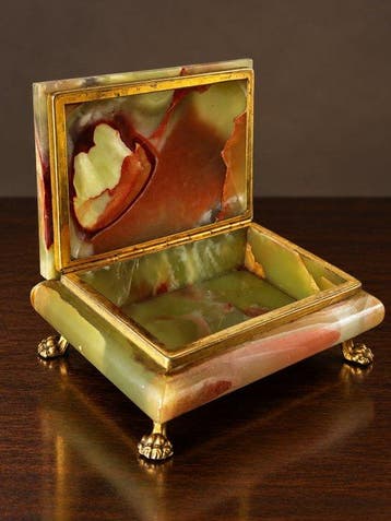 1950s Art Deco Style Onyx Jewellery Box – Polychrome Natural