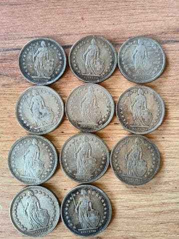 Zwitserland. 2 Francs 11x 1875/1932 (Zonder minimumprijs), Postzegels en Munten