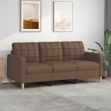 vidaXL Driezitsbank / zetel 180 cm stof bruin, Verzenden, Nieuw