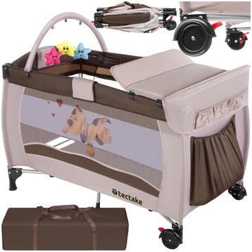 Reisbed hondje 132x75x104cm met commode en tas - bruin, Verzenden, Nieuw