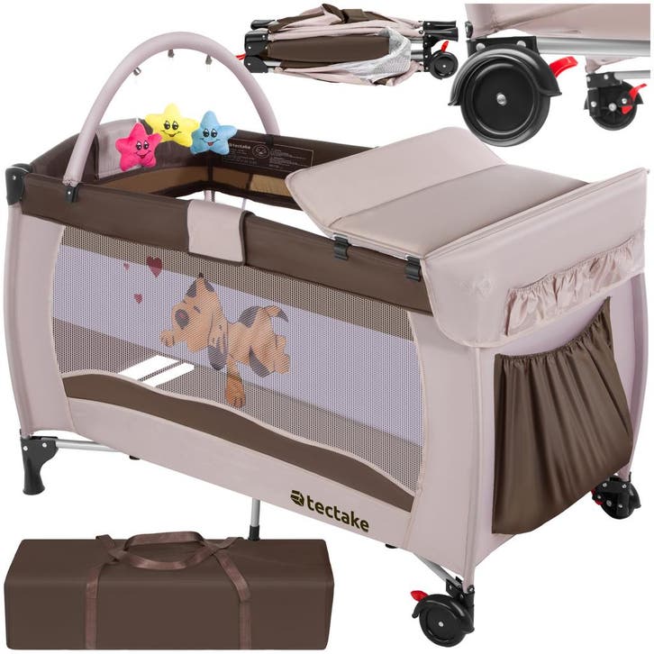 Reisbed hondje 132x75x104cm met commode en tas - bruin, Kinderen en Baby's, Babywiegjes en Ledikanten, Verzenden