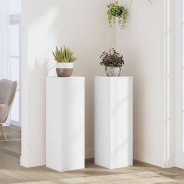 vidaXL Plantenstandaards 2 st 25x25x80 cm bewerkt hout wit, Verzenden
