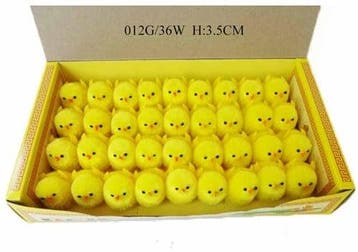 Chenille kuikentjes Geel 3,5 cm 42 stuks, Nieuw