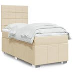 vidaXL Boxspring met matras stof crèmekleurig 90x200 cm, Verzenden, Nieuw