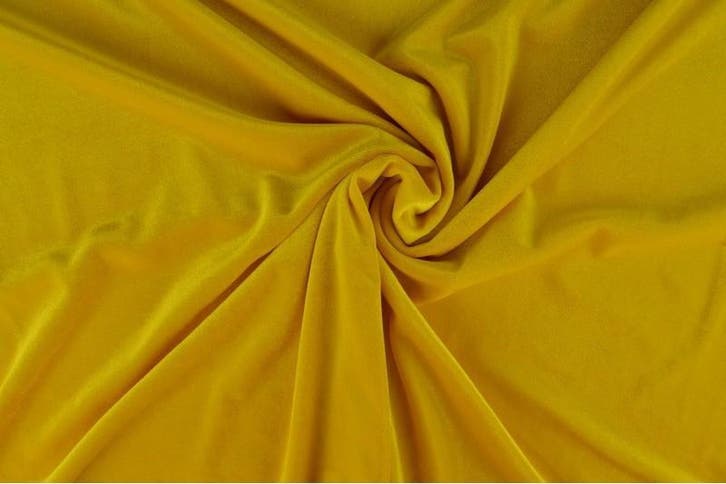 10 meter stretch fluweel - Geel, Hobby en Vrije tijd, Stoffen en Lappen, 120 cm of meer, 200 cm of meer, Geel, Nieuw, Polyester