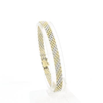Bicolor gouden panterschakel armband (Schakelarmband), Ophalen of Verzenden