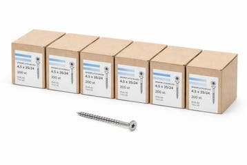 6X Hoenderdaal spaanplaatschroeven 4,5x35/24 RVS A2 – 200 st, Verzenden, Nieuw