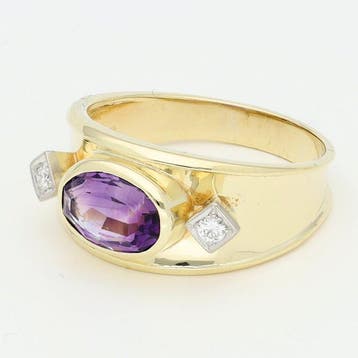 Bague - 14 carats Or jaune, Or blanc Diamant (Naturelle) -