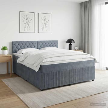 vidaXL Boxspringbed met matras Donkergrijs 180 x 200 cm, Verzenden