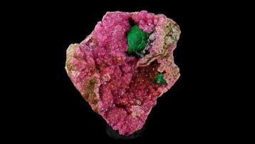 Malachiet op kobaltoan calciet - Mashamba W mine, Kolwezi,