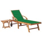 vidaXL Ligbed met tafel en kussen massief teakhout, Verzenden