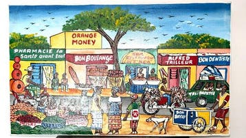 Schilderij - Afrikaanse straatscène – Levendig stedelijk, Antiek en Kunst