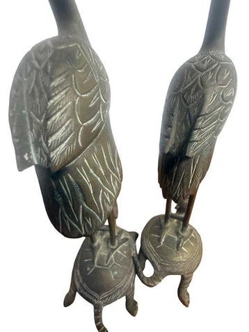 sculptuur, Paire d’Okimono Japon - 23 cm - Brons