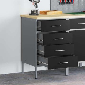 vidaXL Werkbank met lade met opslag Zwart en Grijs 50 x 55 x, Doe-het-zelf en Bouw, Werkbanken, Verzenden, Nieuw