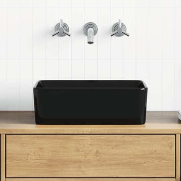 vidaXL Wastafel 40x30x13 cm keramiek zwart, Verzenden