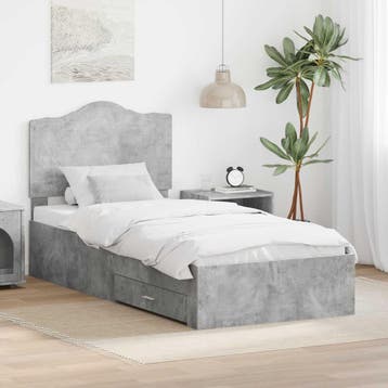 vidaXL Bedframe Betongrijs 90 x 200 cm Bewerkt hout, Verzenden, Nieuw