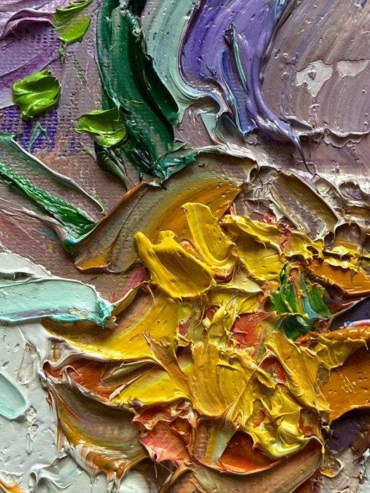 Ludovic Labbé - Bouquet au tabouret vert, Antiquités & Art, Art | Peinture | Moderne