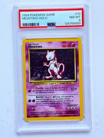 Pokémon - 1 Graded card - Mewtwo #10 Foil - PSA 8 - Various