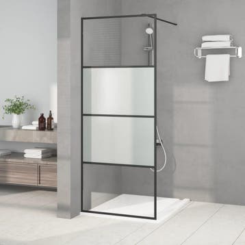 vidaXL Inloopdouchewand 80x195 cm halfmat ESG-glas zwart, Doe-het-zelf en Bouw, Verzenden, Nieuw