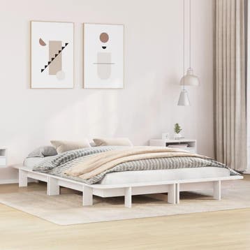 vidaXL Bedframe zonder matras massief grenenhout wit 140x200, Verzenden, Nieuw