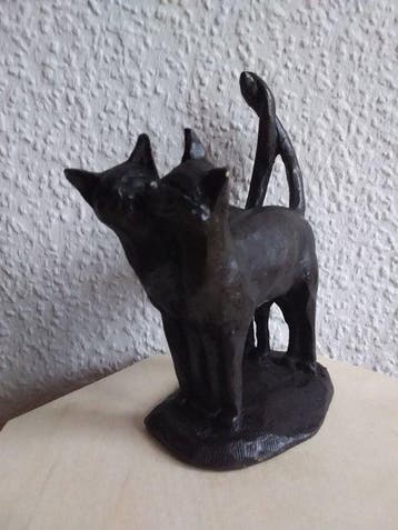 Figuur - Two Cats Cuddling - 20 cm - Brons