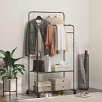 vidaXL Kledingrek met plank met wiel met opslag Zwart 80 x, Verzenden, Nieuw