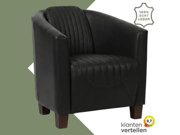 Leren fauteuil Press Special - Granada Black (zwart) -, Nieuw, Ophalen of Verzenden, Eigentijds, Klassiek, Retro, Romantisch, Vintage